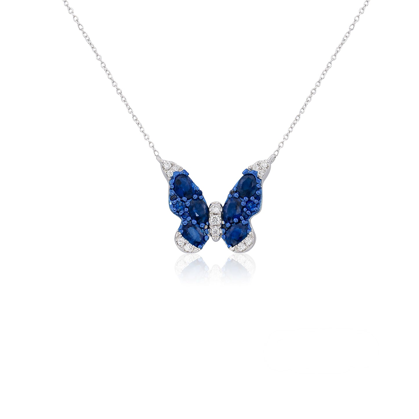 Diamond & Blue Sapphire Butterfly Necklace