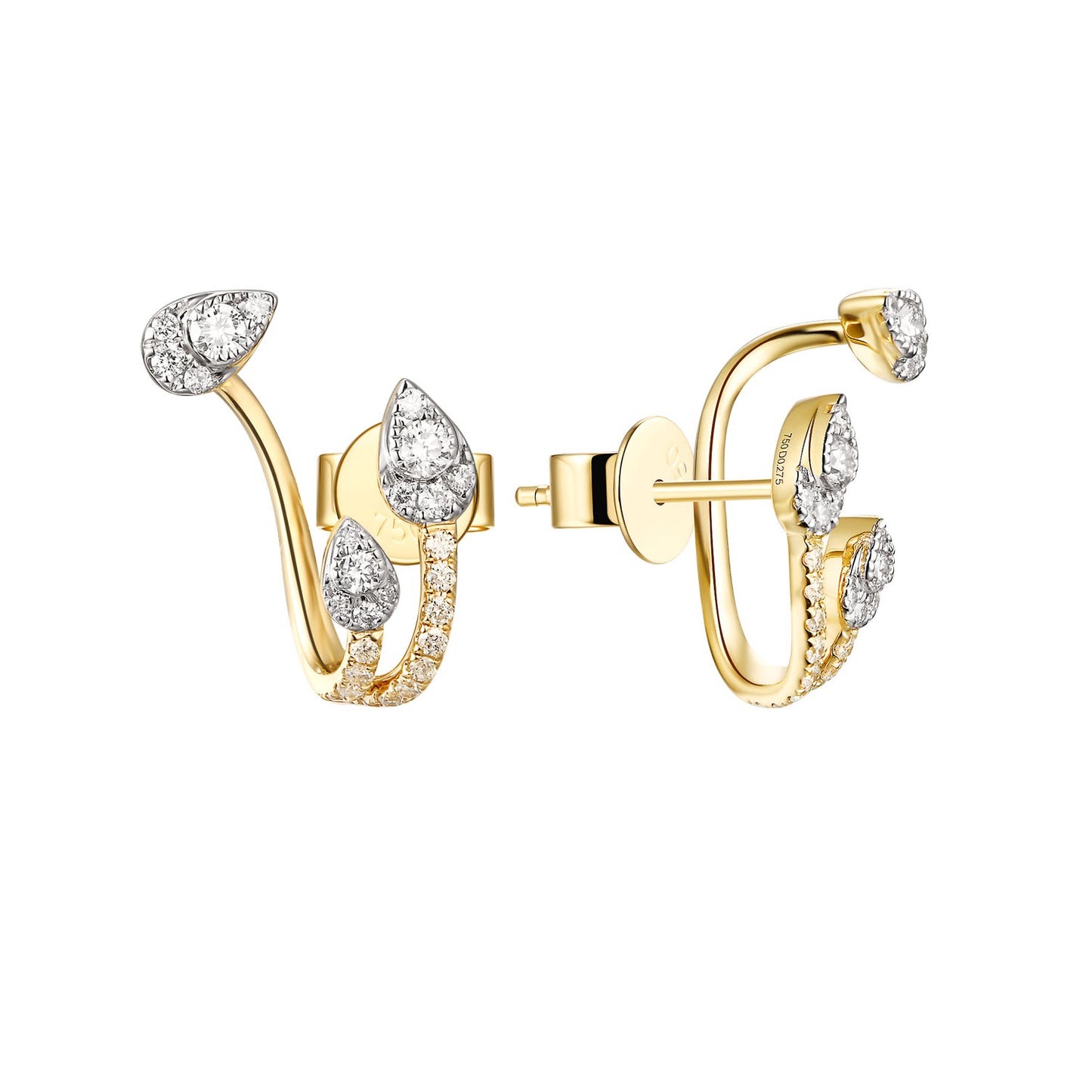Diamond Pave Pear Swoop Claw Earrings - YG