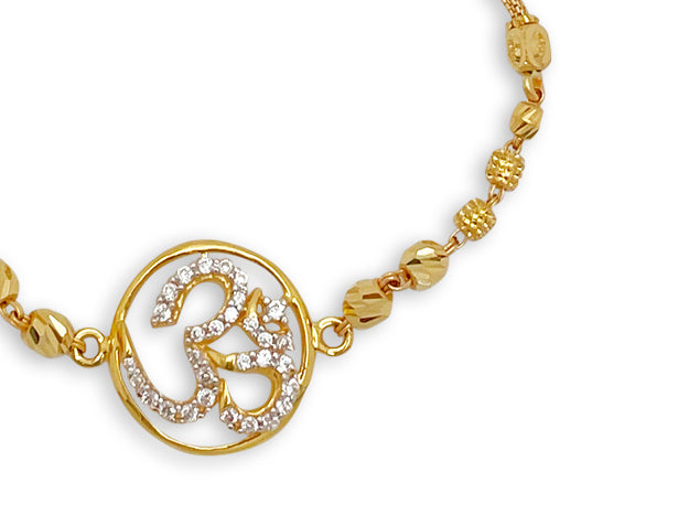 Circle Om CZ Pulley Bracelet - 22kt YG