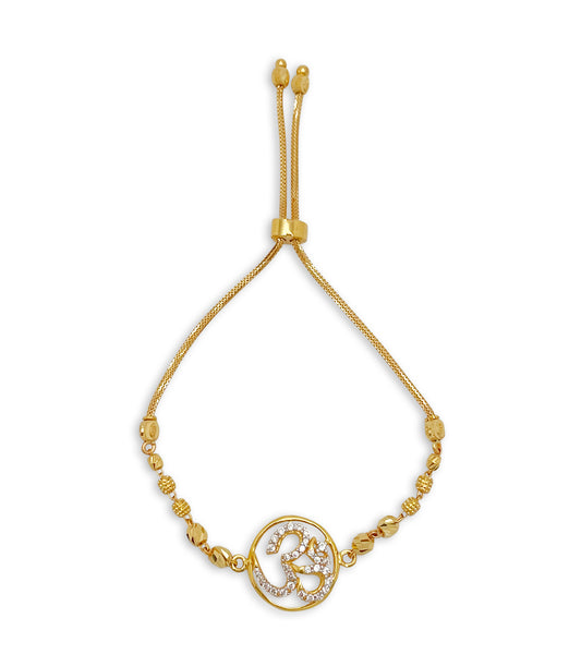 Circle Om CZ Pulley Bracelet - 22kt YG