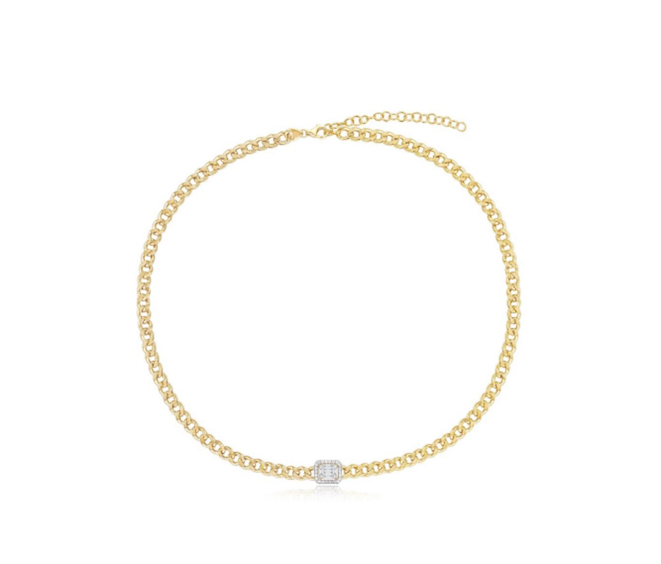 Diamond and Cuban Link Choker Necklace - YG