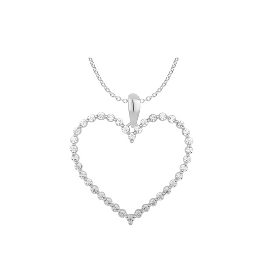 Diamond Open Heart Pendant - Large - WG