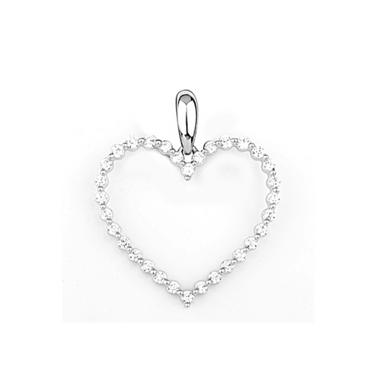 Diamond Open Heart Pendant - Small - WG