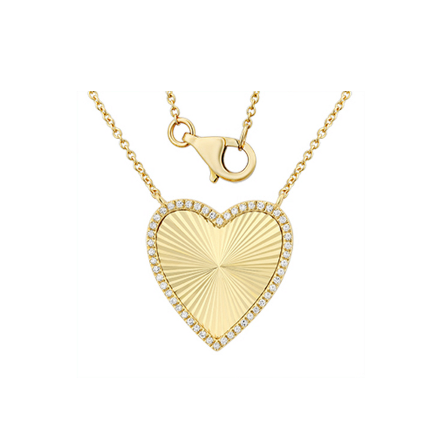 Diamond Fluted Heart Necklace - YG