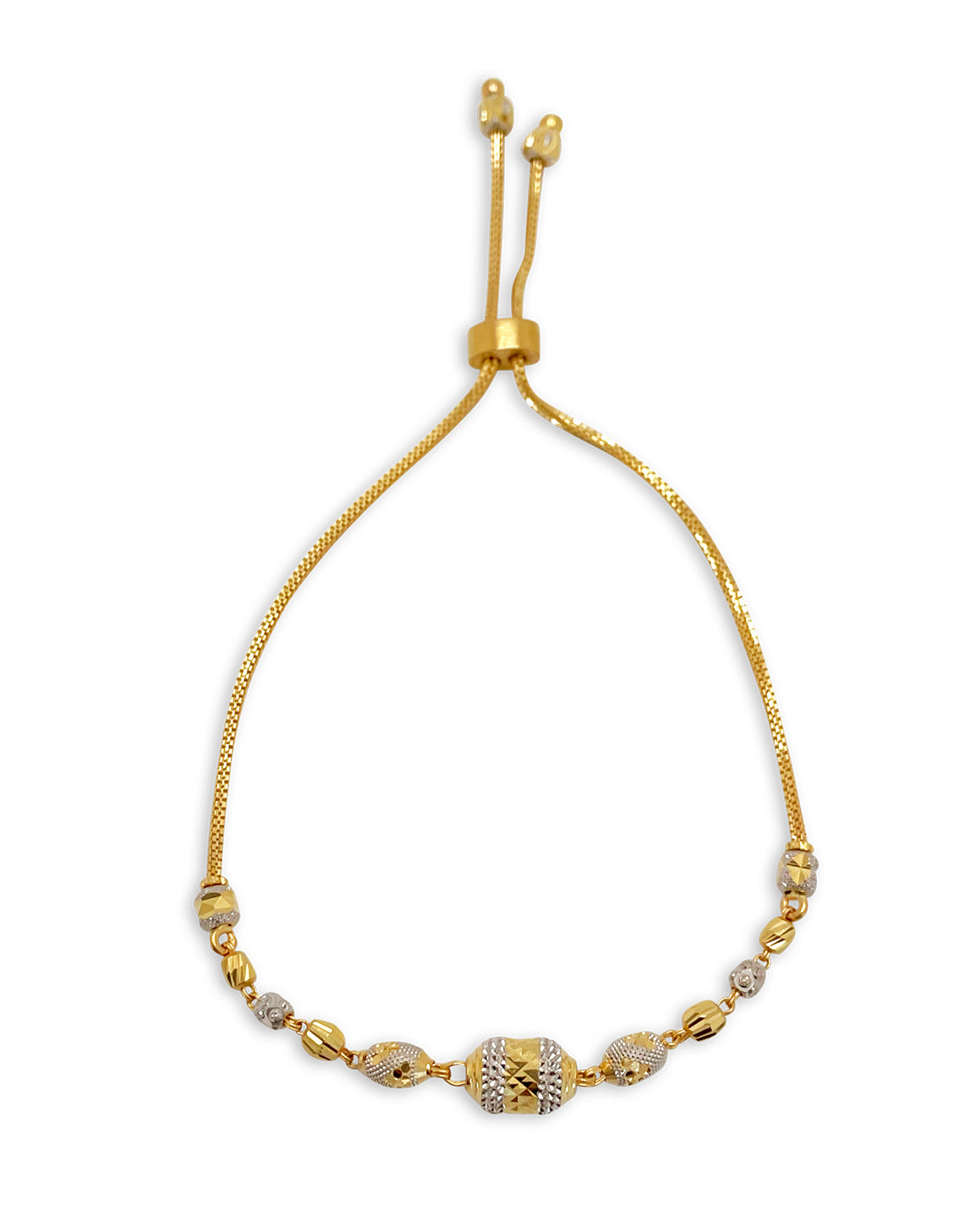 Two-Toned Beaded Pulley Bracelet - 22kt YG