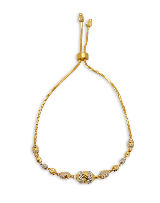 Two-Toned Beaded Pulley Bracelet - 22kt YG
