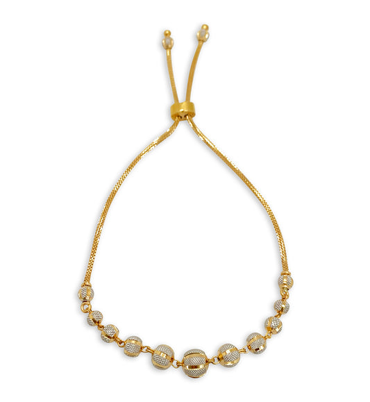 Two-Toned Beaded Pulley Bracelet - 22kt YG