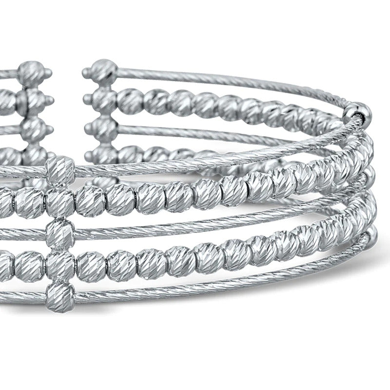 Double Row Wedge, WG Beaded Bangle Bracelet