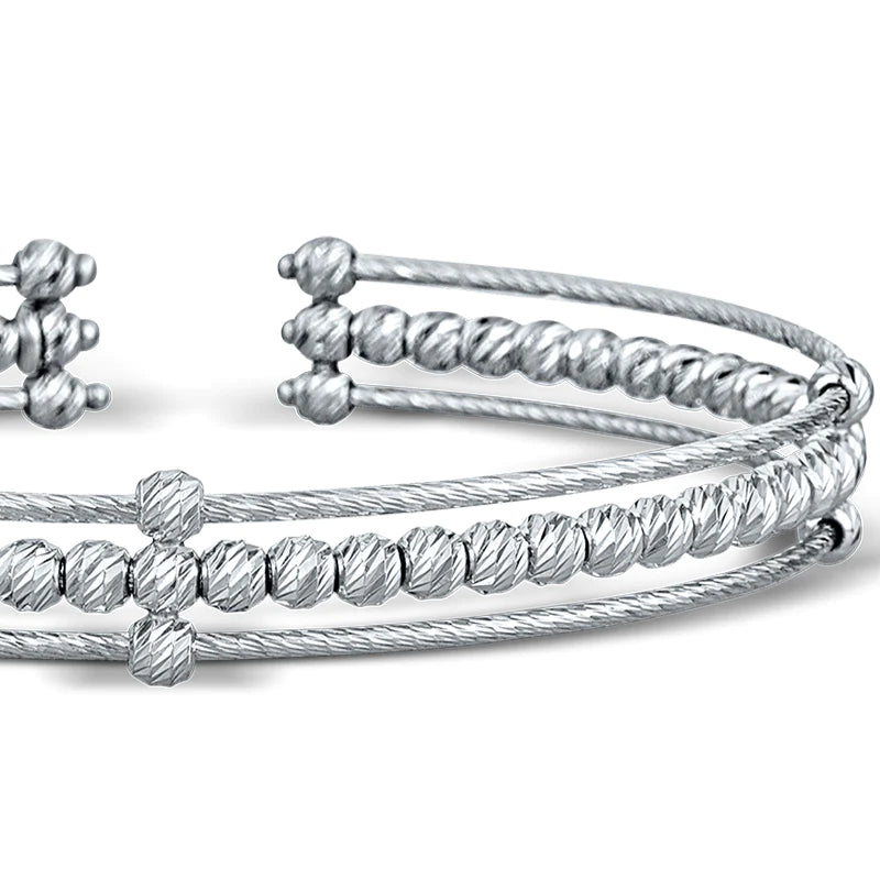 Single Row Wedge, WG Beaded Bangle Bracelet