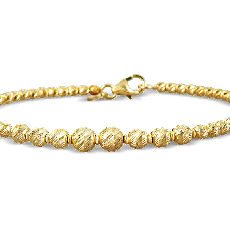 Graduated Beads, YG Beaded Bangle Bracelet