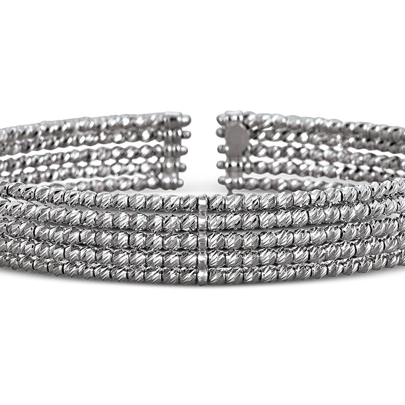 Five Row, WG Beaded Bangle Bracelet