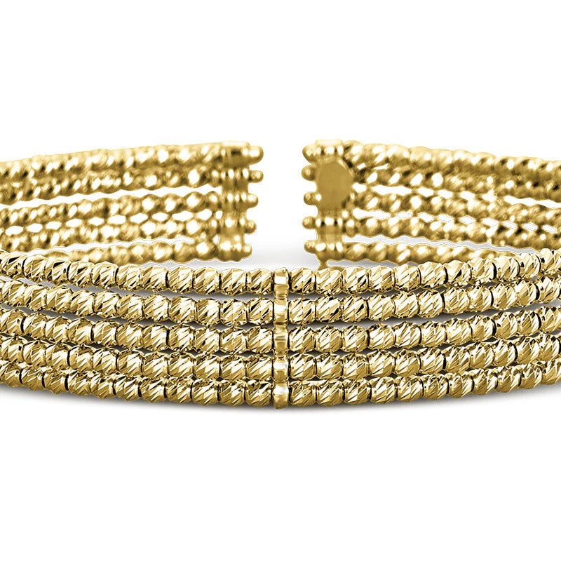 Five Row, YG Beaded Bangle Bracelet