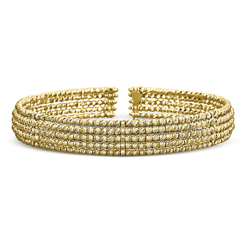 Five Row, YG Beaded Bangle Bracelet