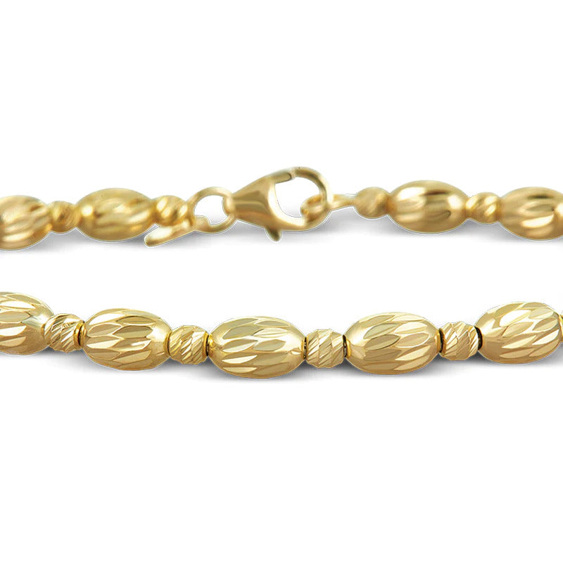 Round and Oval YG Beaded Bangle Bracelet