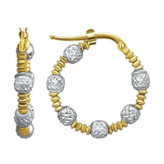 Alternate Two-Tone Beaded Hoop Earrings - Large