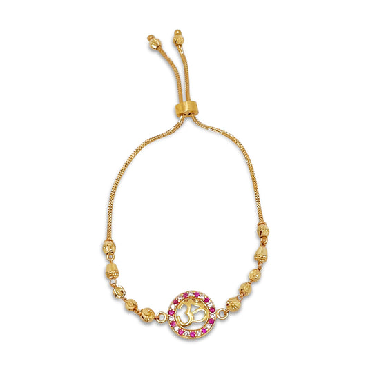 Om Pink Sapphire and CZ Pulley Bracelet - 22kt YG