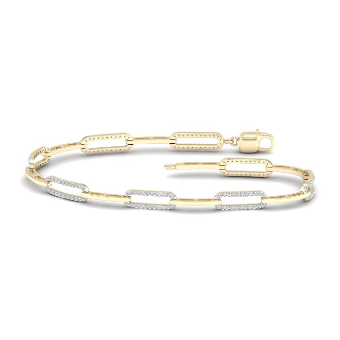 Diamond Paper Clip Bracelet - YG