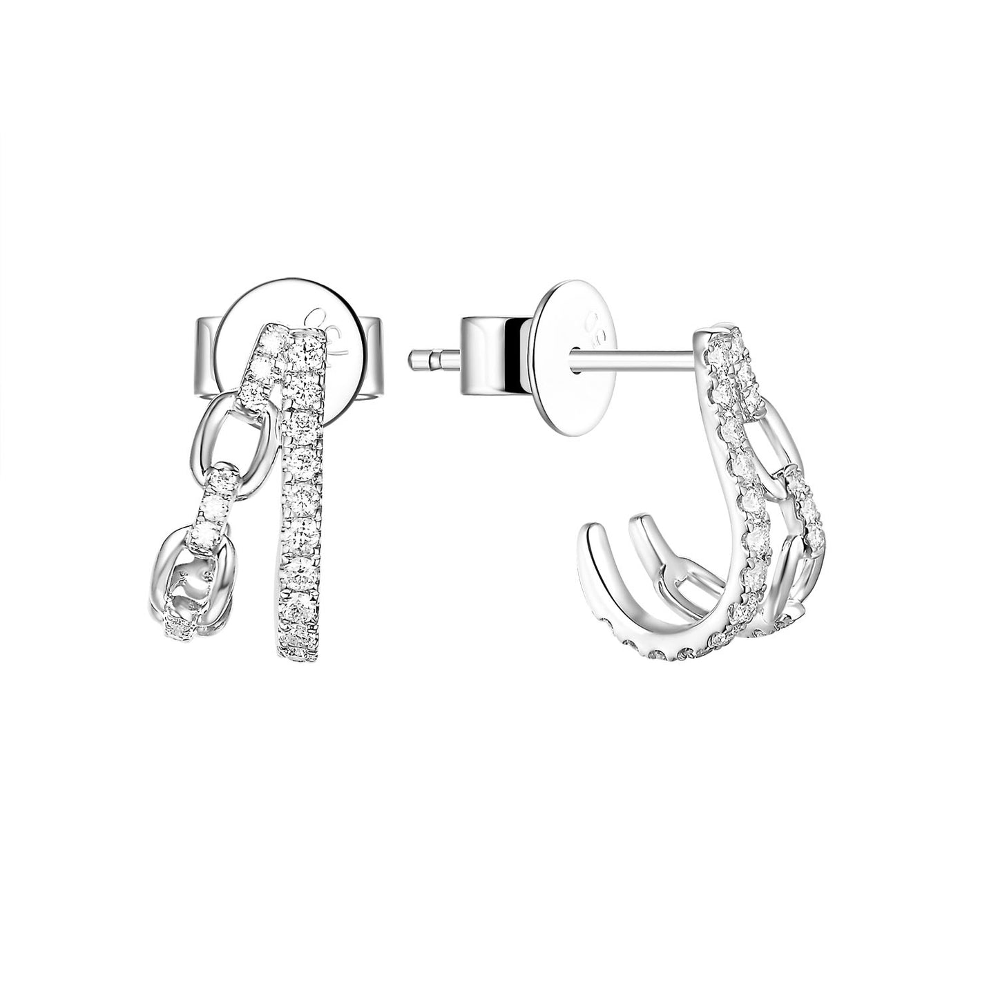 Diamond Link Claw Earrings - WG