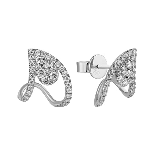 Diamond Pave Pear Claw Earrings - WG