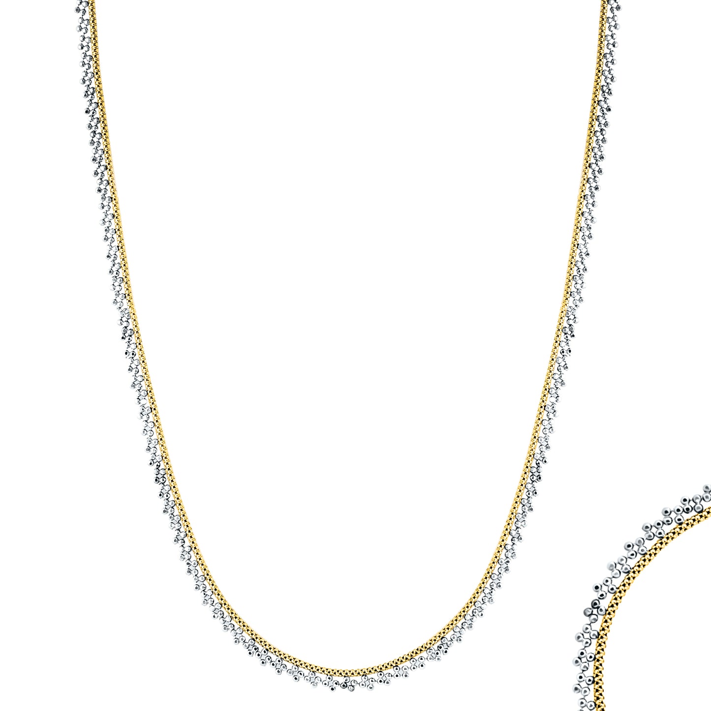 Two-Toned Gold Beaded Flat Necklace