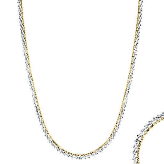 Two-Toned Gold Beaded Flat Necklace