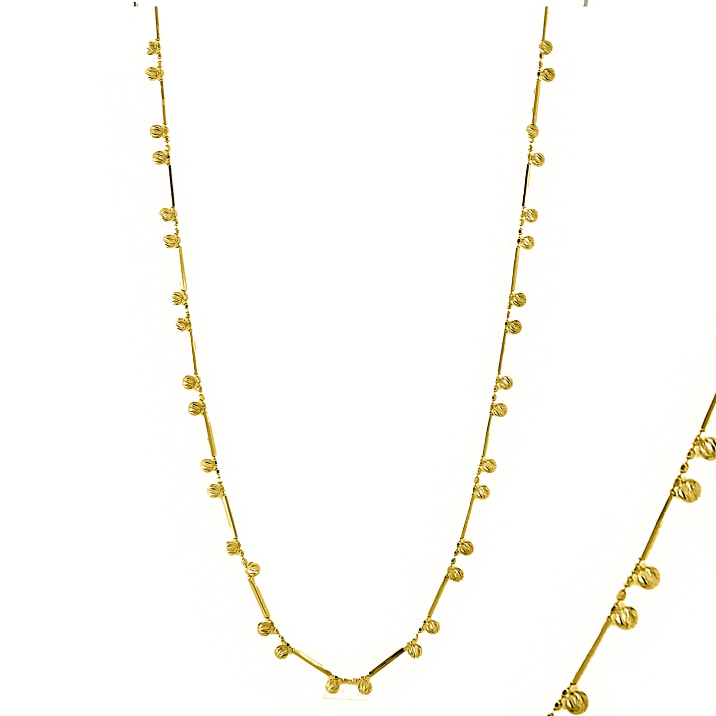 Yellow Gold Dancing Bead & Bar Necklace