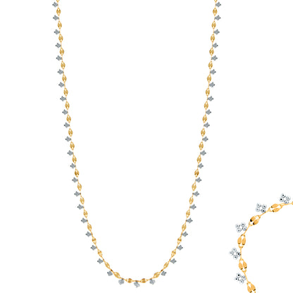Two-Toned Yellow & White Gold Beaded Mirror Necklace