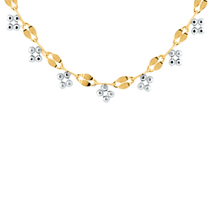 Two-Toned Yellow & White Gold Beaded Mirror Necklace