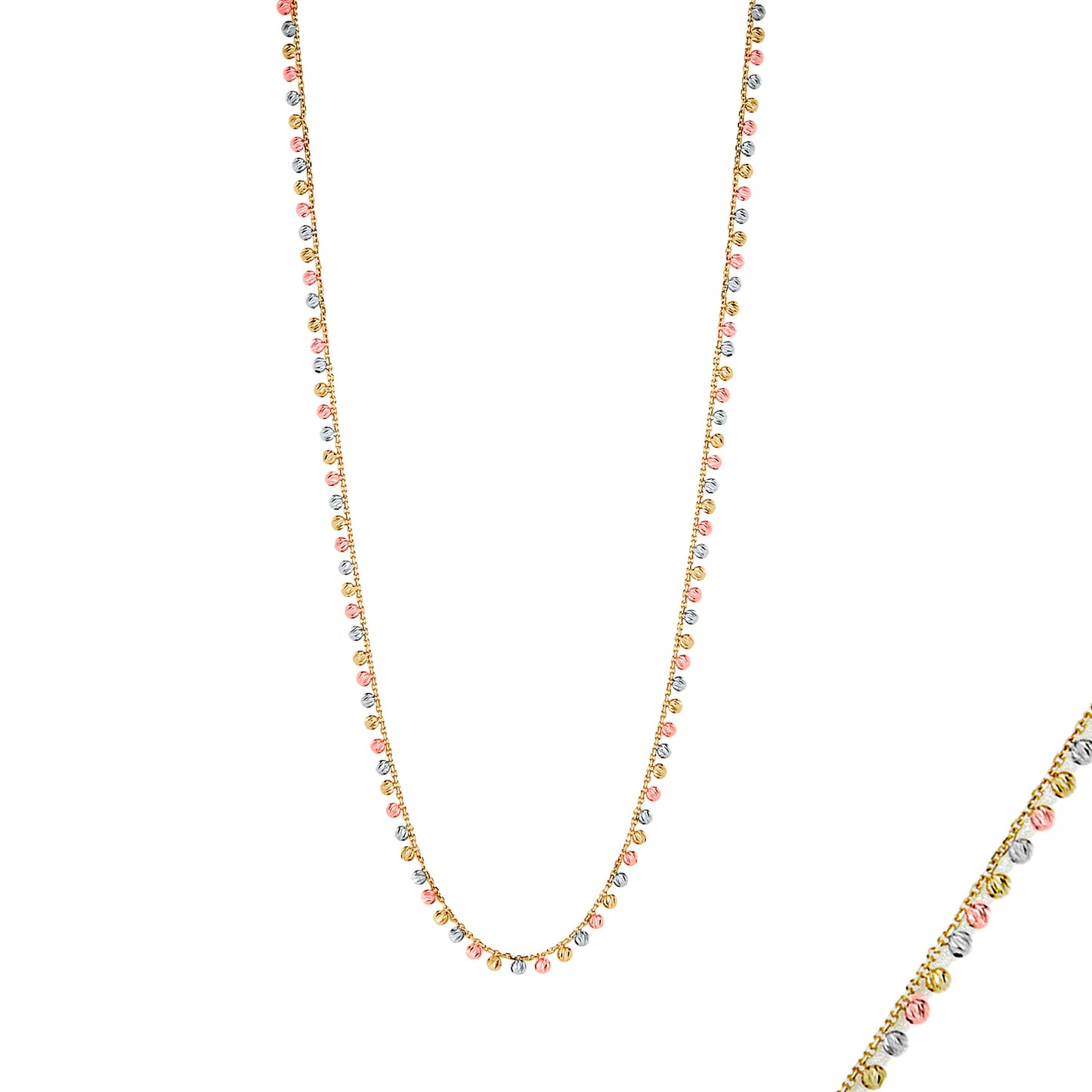 Tri-Color Gold Dancing Beads Necklace