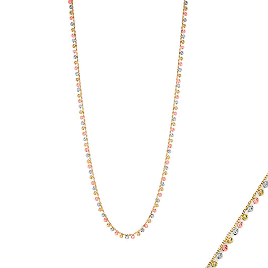 Tri-Color Gold Dancing Beads Necklace
