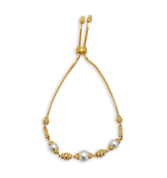 Gold and Pearl Pulley Bracelet - 22kt YG