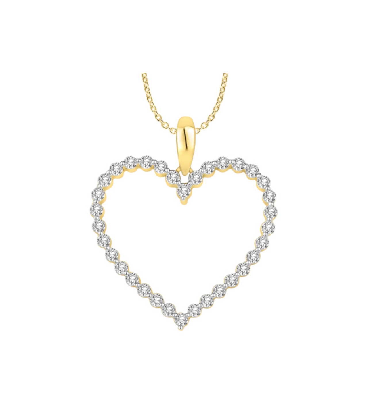 Diamond Open Heart Pendant - Large - YG