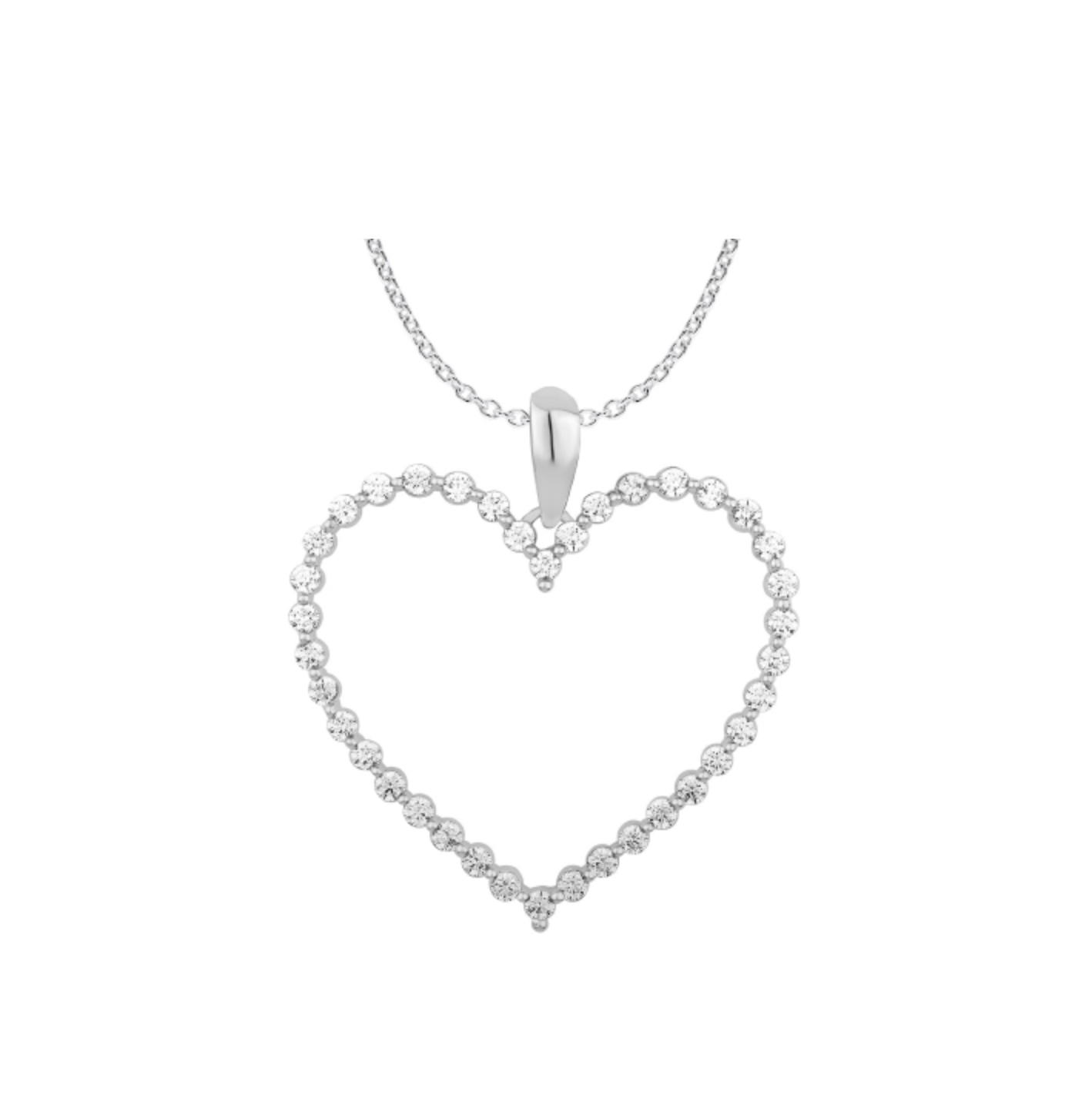 Diamond Open Heart Pendant - Large - WG