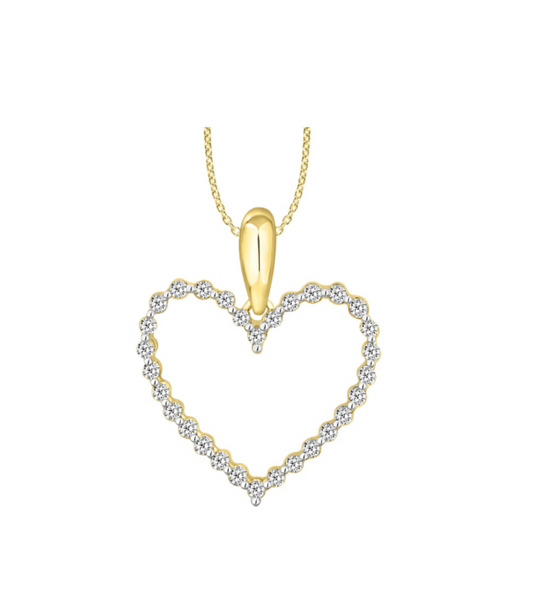 Diamond Open Heart Pendant - Small - YG