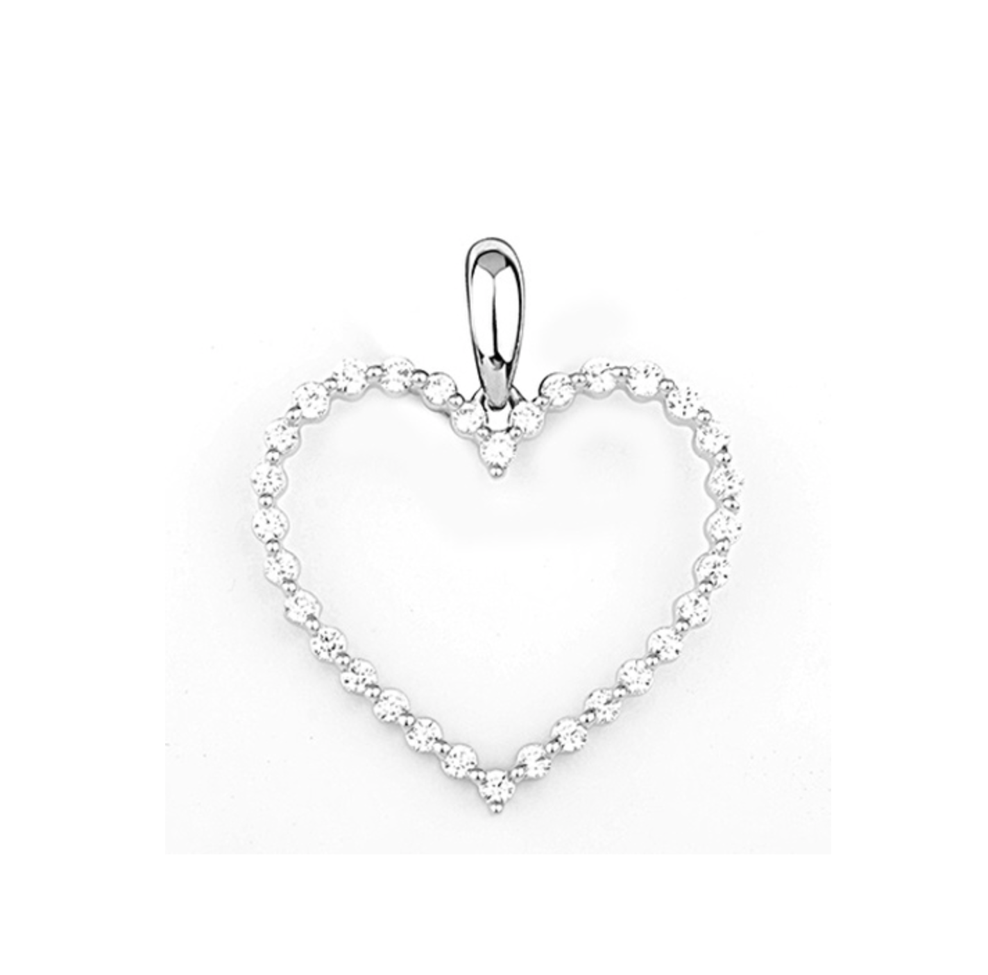 Diamond Open Heart Pendant - Small - WG