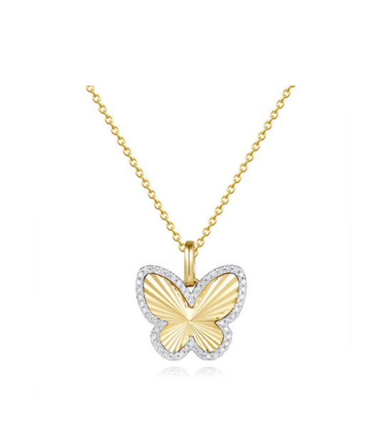 DIamond Fluted Butterfly Pendant
