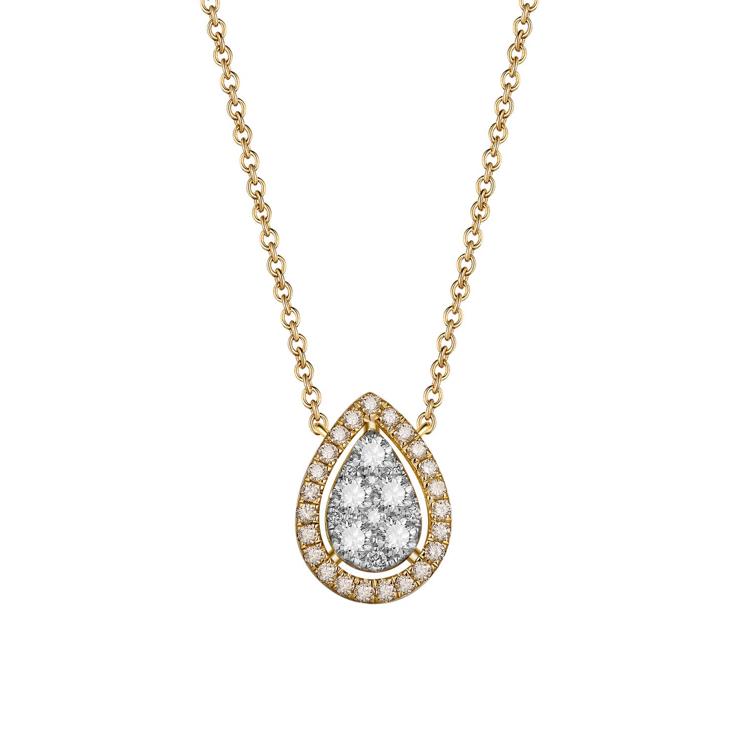 Diamond Pave Teardrop Necklace - YG