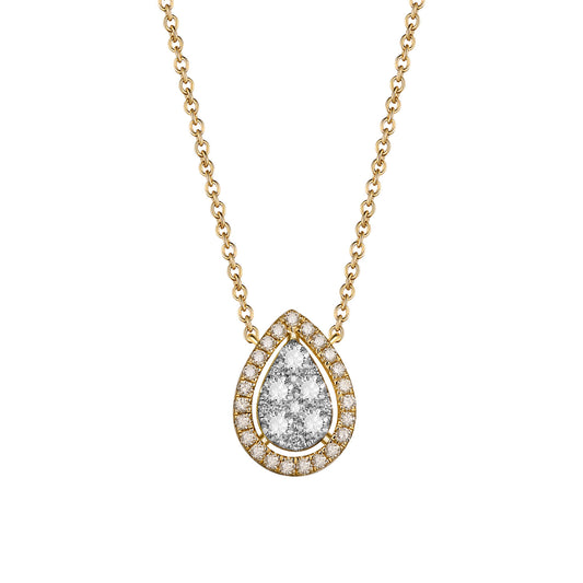 Diamond Pave Teardrop Necklace - YG