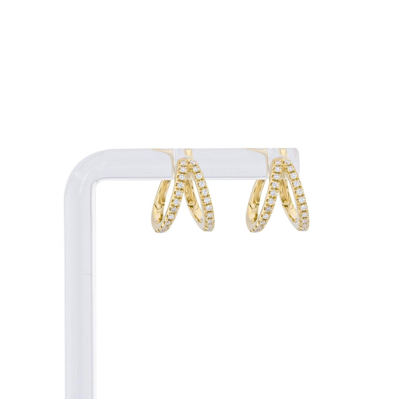 Diamond Split Huggie Earrings - Small YG